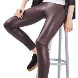 NWT TopShop Red Leather Lined Pants